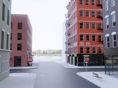 New York City Buildings Manhattan Street - Unfinished Project Low-poly 3D model