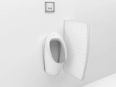 Urinal 5 with tiled walls 3D model