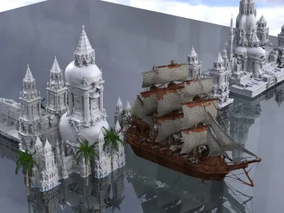 Scull Temple Pirate Kit bash 1 3D model