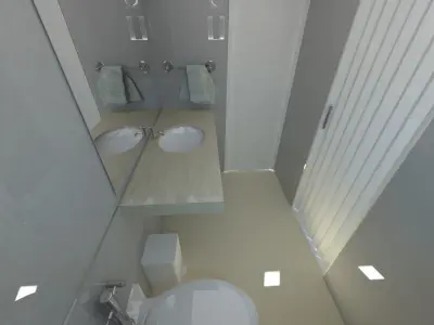 Narrow bathroom design for offices 3D model