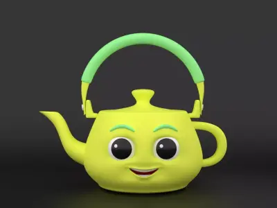 Stylized 3D Cartoon Teapot Low-poly 3D model