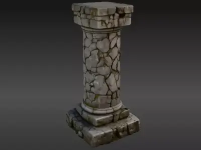 Ancient Stone Ruin Pillar Game Ready Prop Stone Model 3D model