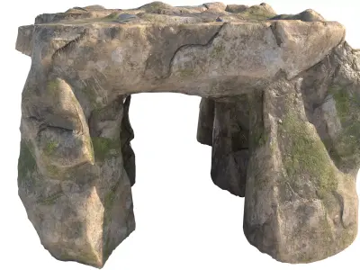 coral red stone cave entrance Low-poly 3D model