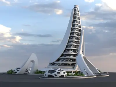 Sci-Fi Futuristic Buildings - High-Quality 3D Model Pack 3D model