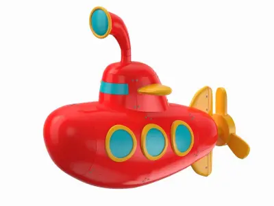 Cartoon Submarine Yellow 3D model