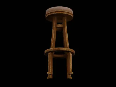 Wooden Stool  Low-poly 3D model