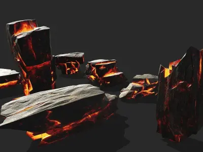 lava rocks set 17 Low-poly 3D model