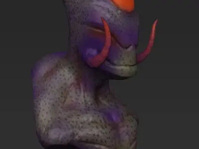 Alien head with horns 3D model