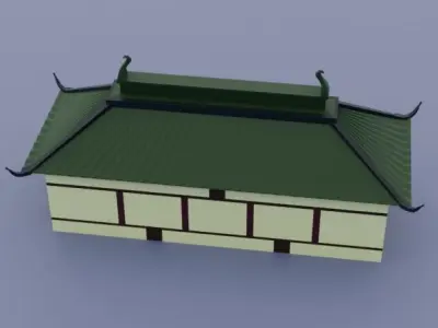 Low Poly old Chinese House Low-poly 3D model