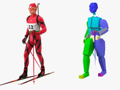  Biathlon Skier Athlete Rigged 