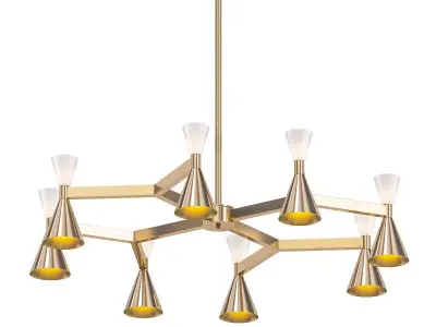POULINA modern chandelier with brass and shades 3D model