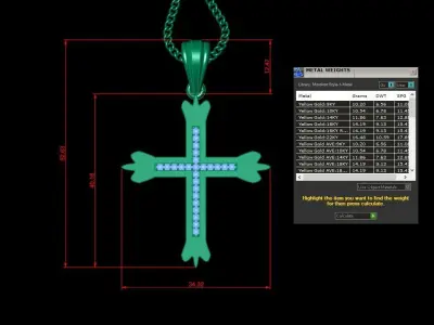 High Cross Pendant Light Gold 18K 4CP006 3D print model