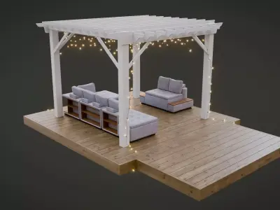 Garden Pergola Low-poly 3D model