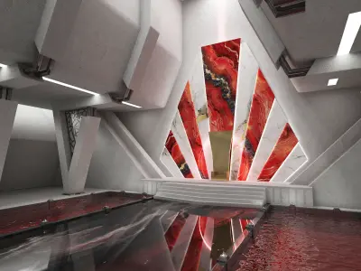 Sci-fi Interior Throne Room Red 3D model