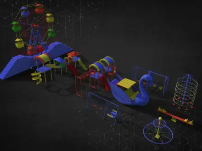 Children Park Ride Collection 3D model