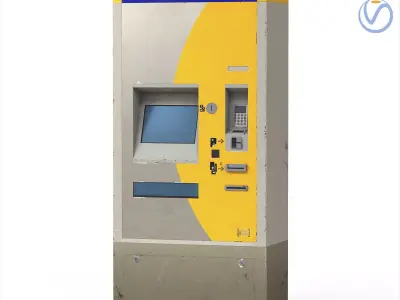 Biletomat ticket validation card payment machine aged Low-poly 3D model