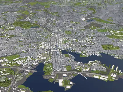 Baltimore 50x50km City Map Model 3D model
