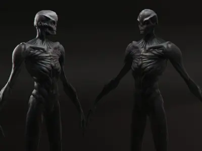 Alien humanoid Low-poly 3D model get