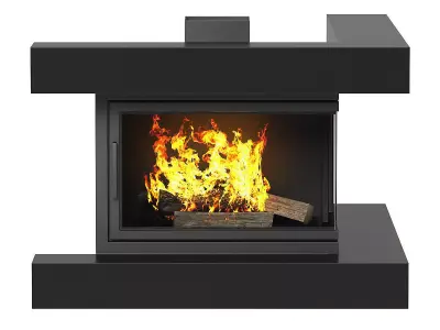 Wall Fireplace with Corner Shelves 3D model