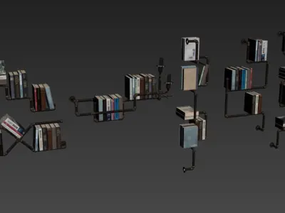 Collection of 6 bookshelves 3D model