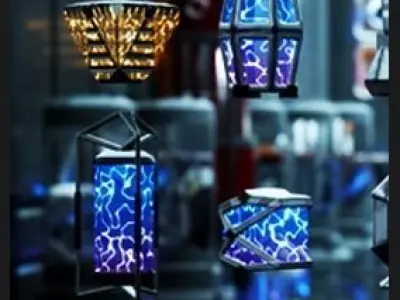 SciFi Lanterns 24 Assets Low-poly 3D model