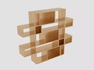  ANTONN Tall Oak Veneer Shelving Unit 2 Low-poly 3D model