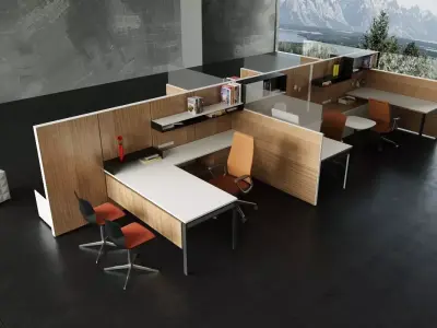 Modern Office Table and Chair Set 3D Model Scene set2 3D model
