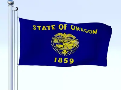 Animated Oregon Flag Low-poly 3D model