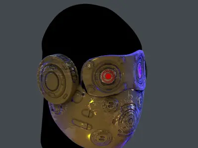 Gas mask helmet scifi Low-poly character art game space  Low-poly 3D model 9
