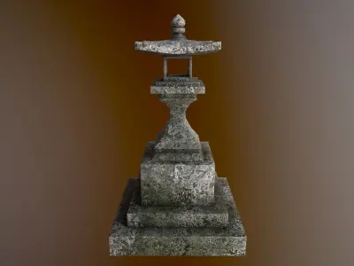 Japanese stone  lantern B Low-poly 3D model