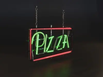 Neon Light Sign Low-poly 3D model