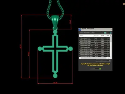 High Cross Pendant Light Gold 18K 4CP036 3D print model