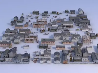 Old houses Low-poly 3D model buy