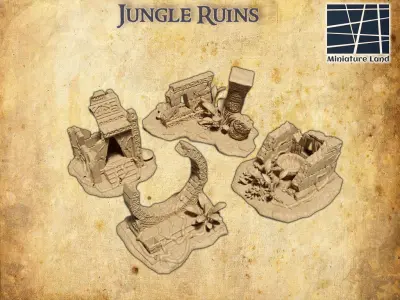 Jungle Ruins Tabletop Terrain 28 MM 3D print model