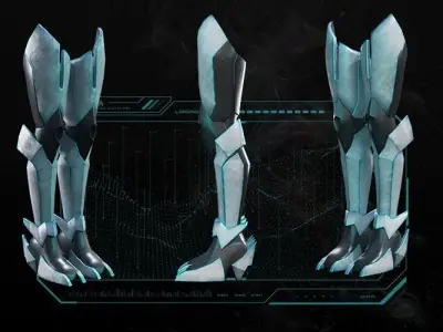 Scifi leg armor female lowpoly game asset Low-poly 3D model