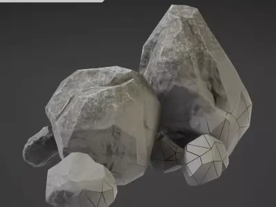 Stone Middle Small Low-poly 3D model