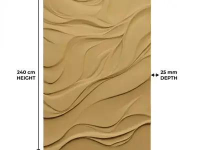  Modern wavey Relief Panel Wall Decor Set STL Mural CNC 357 3D model