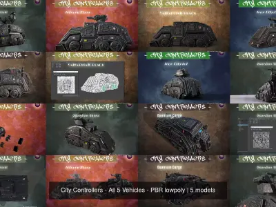 City Controllers - All 5 Vehicles - PBR lowpoly 3D Model Pack