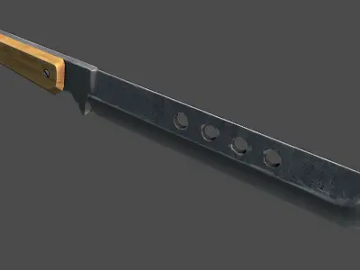 Knife with wooden handle Low-poly 3D model