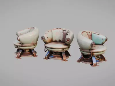 Sci Fi Abandoned Chair Low-poly 3D model