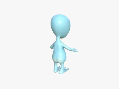 Cute Alien A08 Blue Red - Simple - Character Design Low-poly 3D model