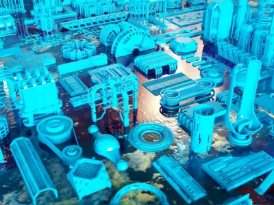 Extreme Sci-Fi Kit Bash Set Low-poly 3D model