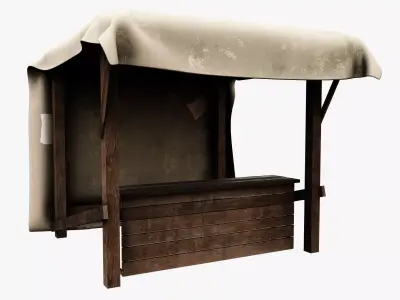 Market Stall Cotton Low-poly 3D model