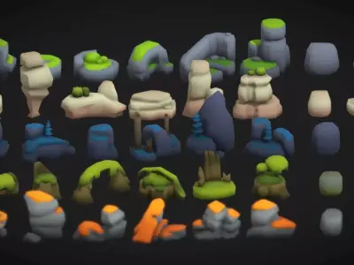 Stylized Rock Asset Pack Low-poly 3D model