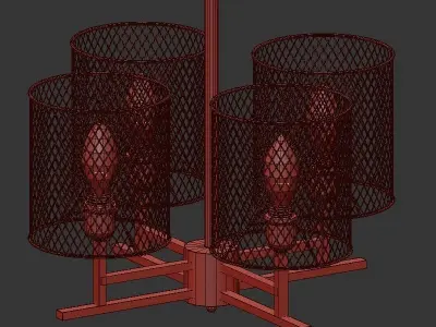 Connor R chandelier with four metal baskets 3D model