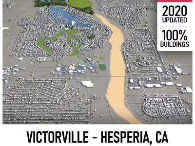 Victorville - Hesperia - 3D City Model Low-poly 3D model