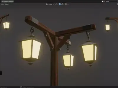 Basic Lamp Post - 3 Sided -  3D model