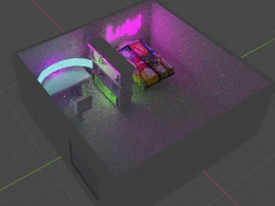 myRoomAllUpdate room with neon lights and desk Free 3D model