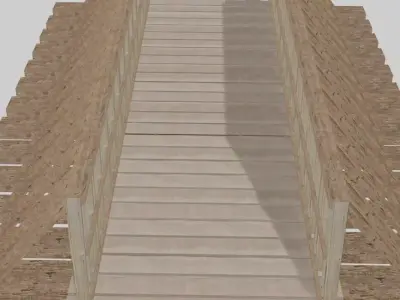 Wooden Bridge Low-poly 3D model 3