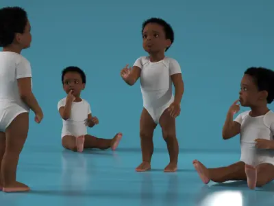  Little Boy Light Skin in Bodysuit Rigged for Cinema 4D 